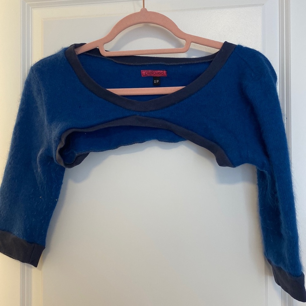 Cashmere bolero like cover up with quarter length sleeves